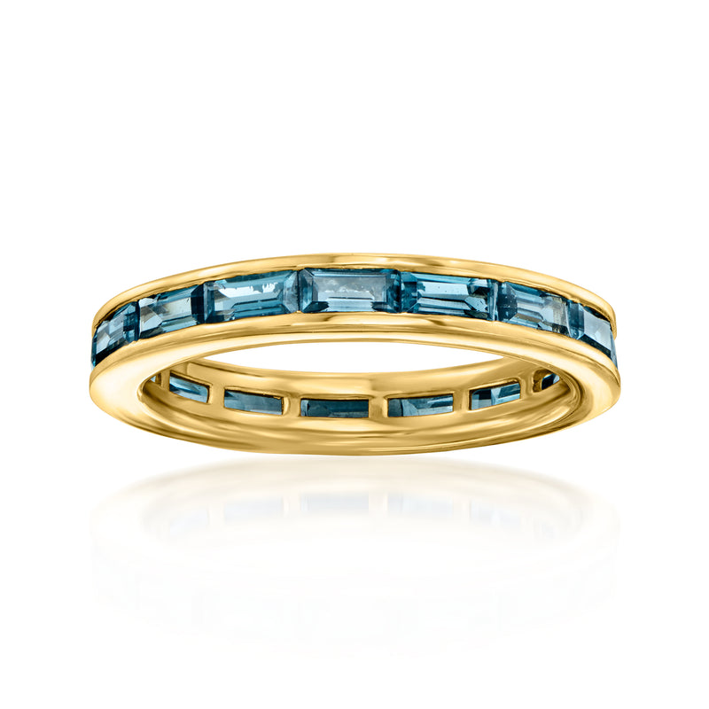 18kt gold over sterling eternity band with London blue topaz stones