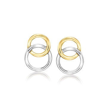 18kt Gold Over Sterling and Sterling Silver Interlocking Circle Earrings
