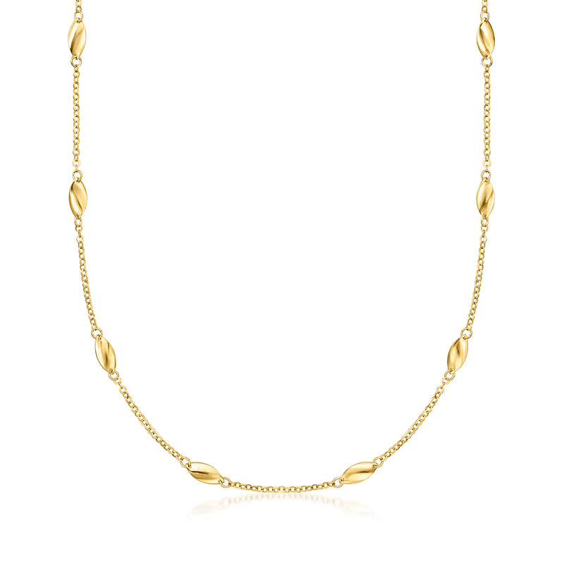 Gold vermeil oval-link station necklace with small oval links and polished stations