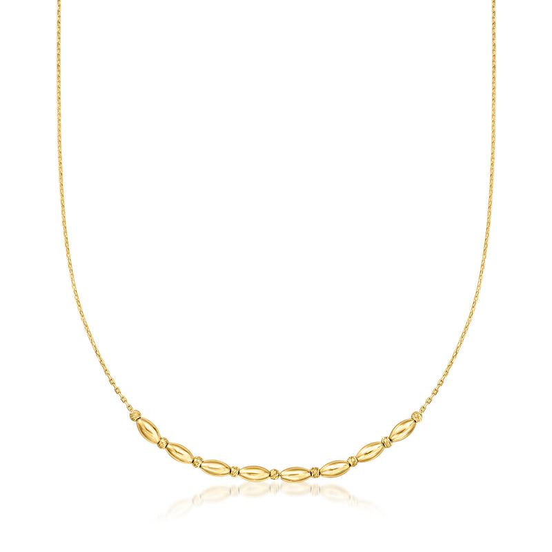 Gold vermeil bead necklace with oval and round multi-shaped links