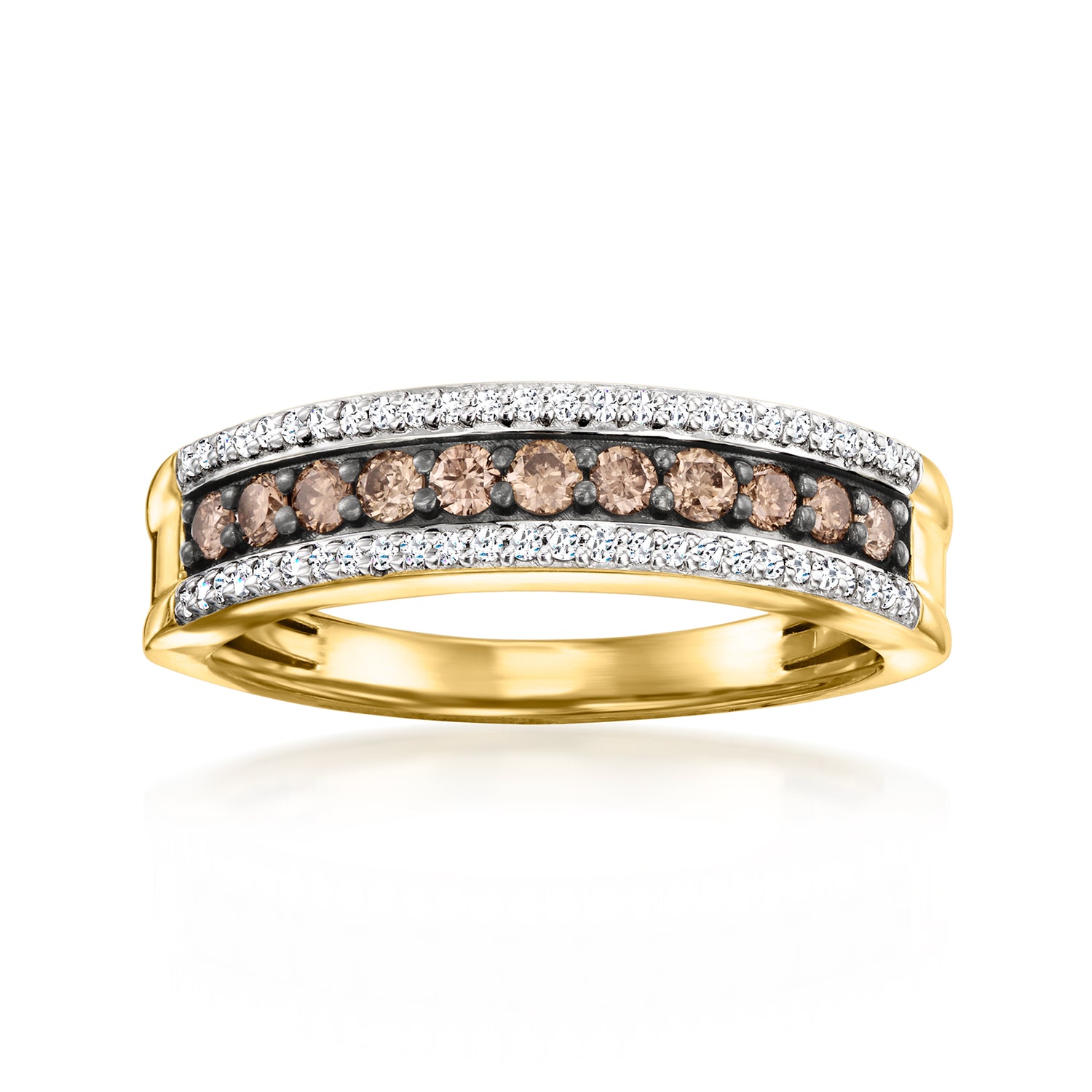 .50 ct. t.w. Brown and White Diamond Ring in 18kt Gold Over Sterling
