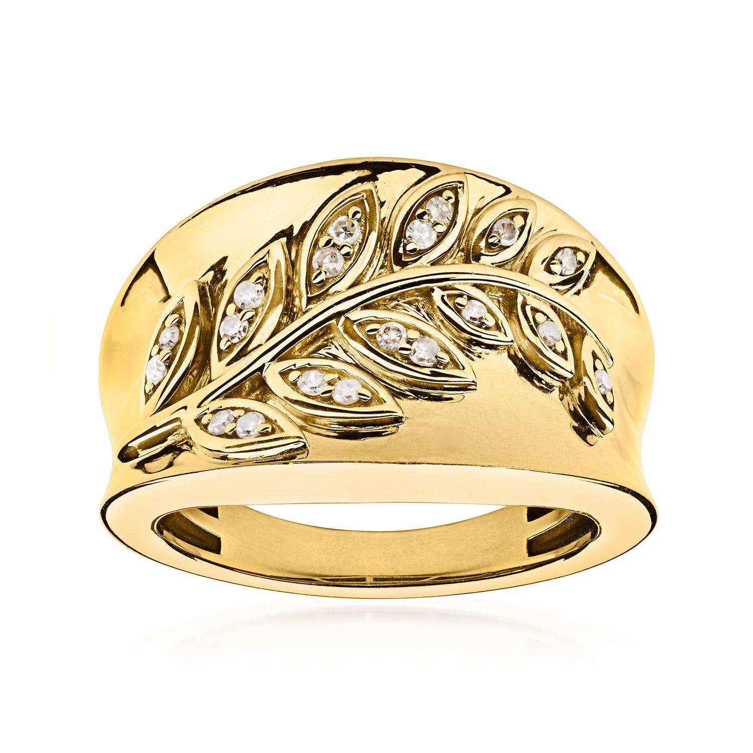 .20 ct. t.w. Diamond Leaf Ring in 18kt Gold Over Sterling