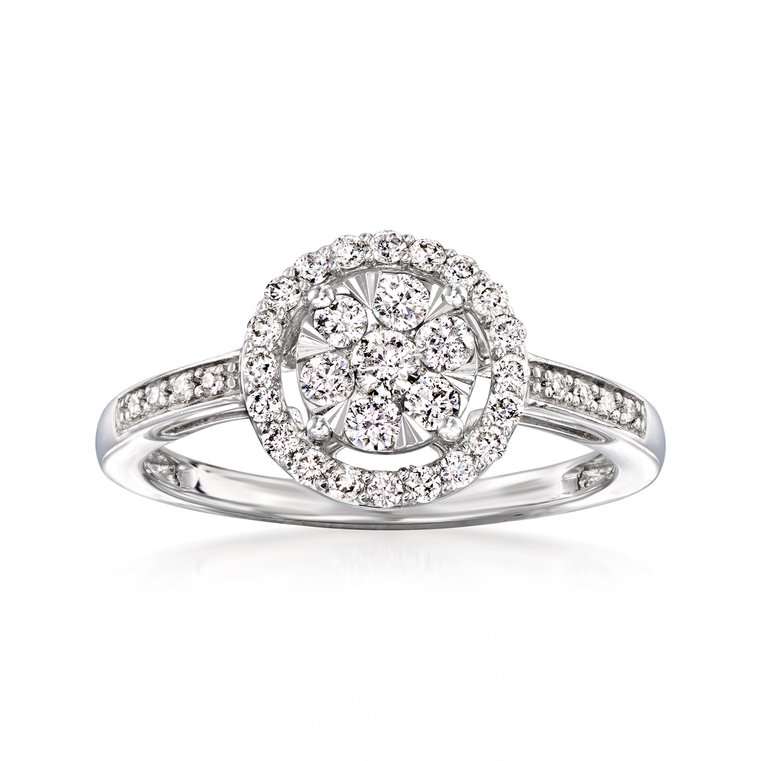 C. 2020 Vintage .65 ct. t.w. Diamond Cluster Ring in 14kt White Gold