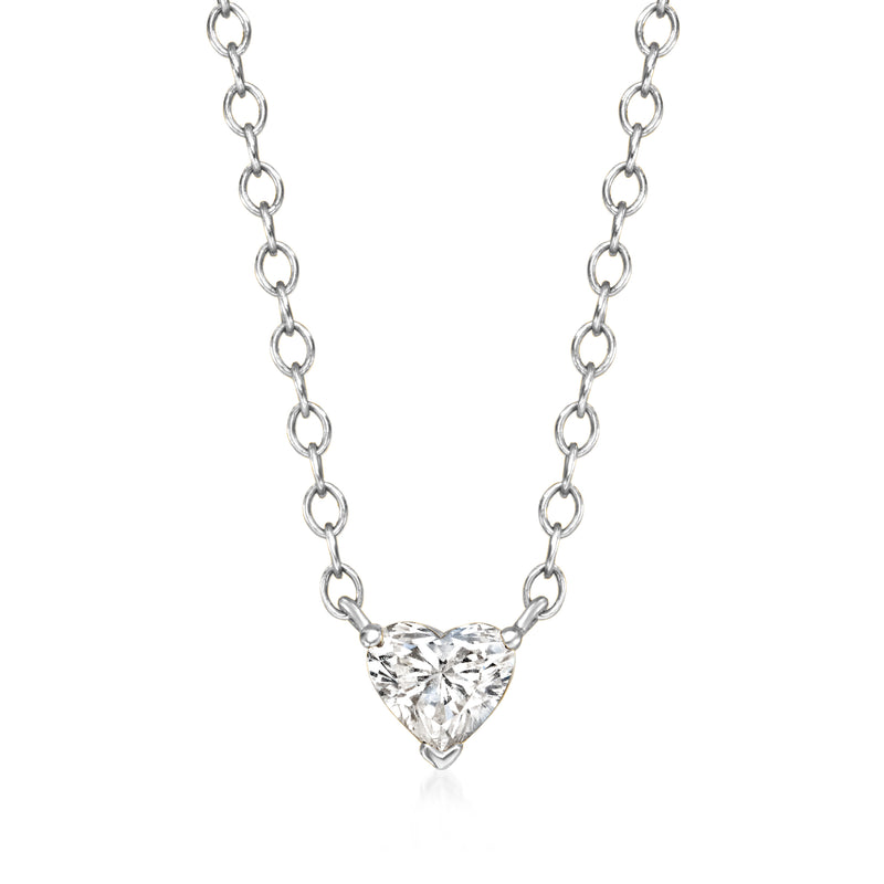 14kt white gold solitaire necklace with heart-shaped lab-grown diamond pendant