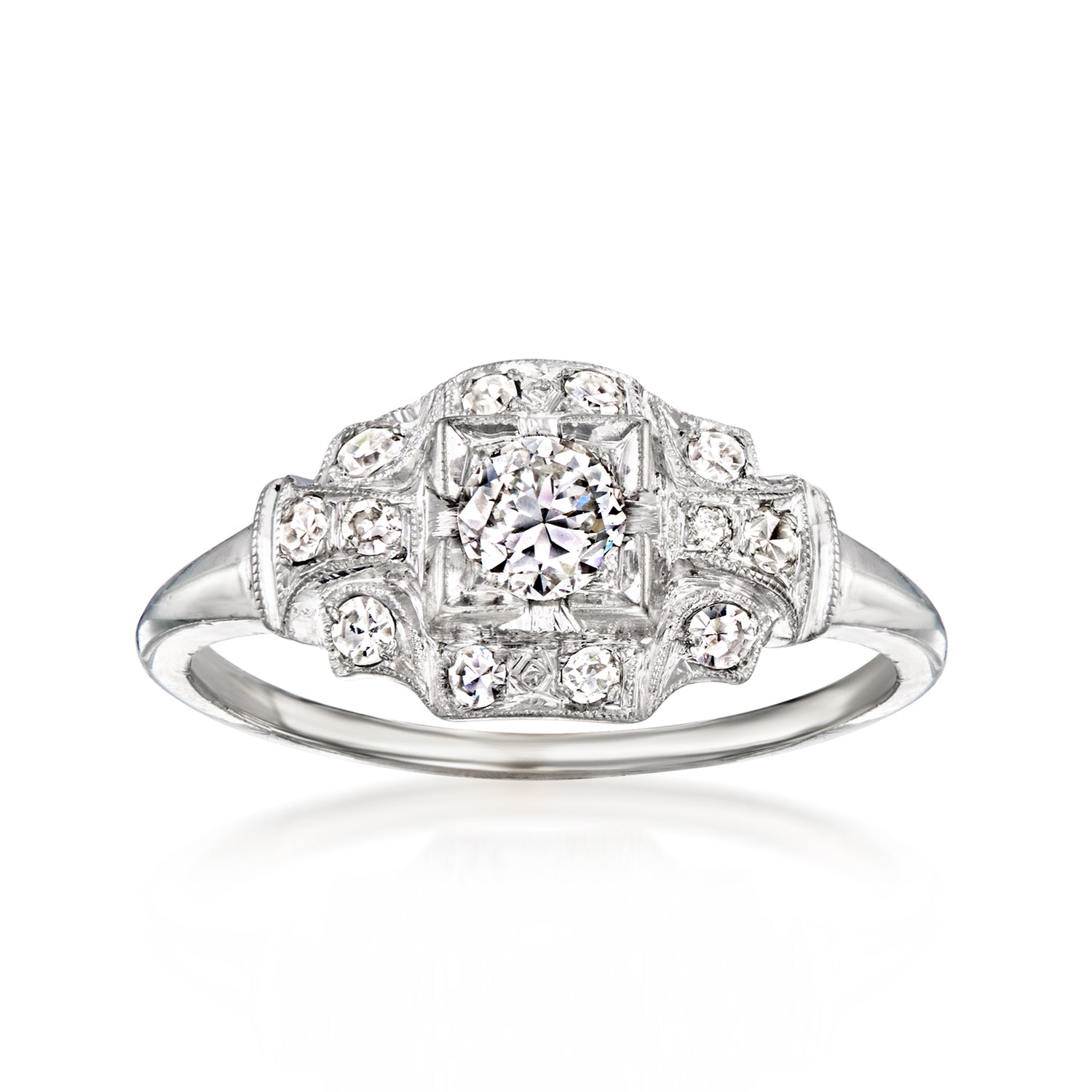 C. 2020 Vintage .50 ct. t.w. Diamond Ring in 14kt White Gold