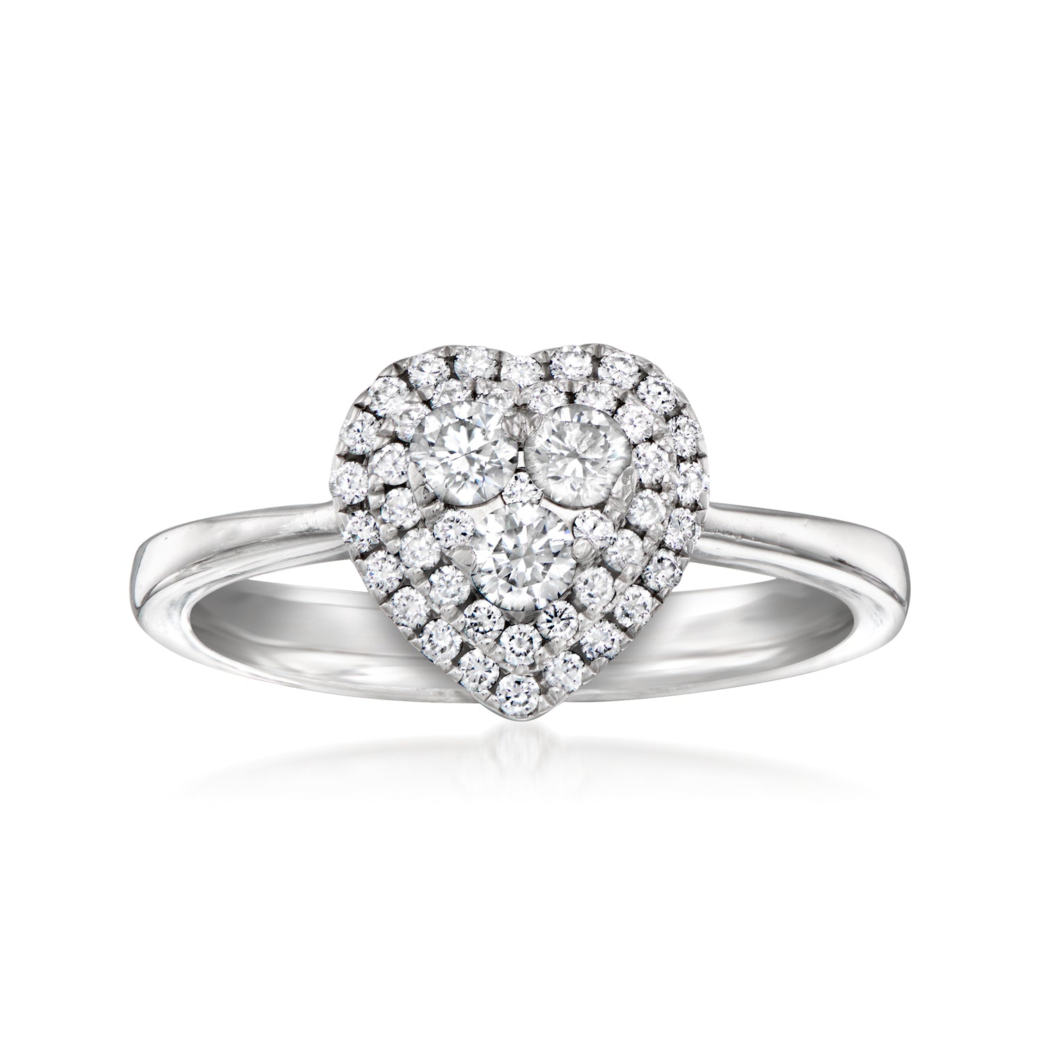 C. 1990 Vintage .72 ct. t.w. Diamond Heart Ring in 14kt White Gold