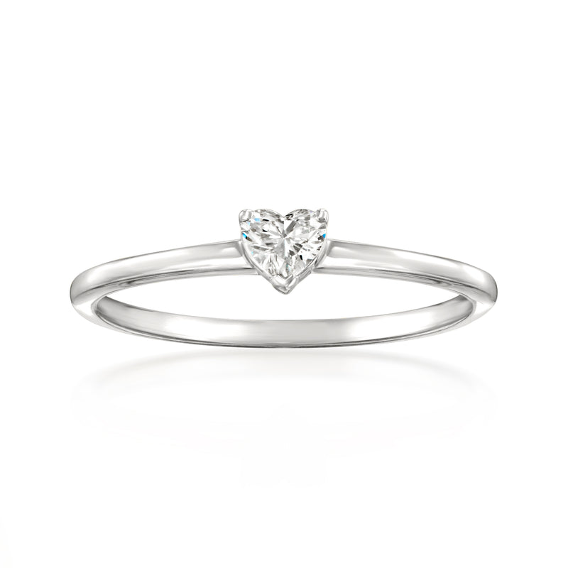Heart-shaped lab-grown diamond ring in 14kt white gold with slim band