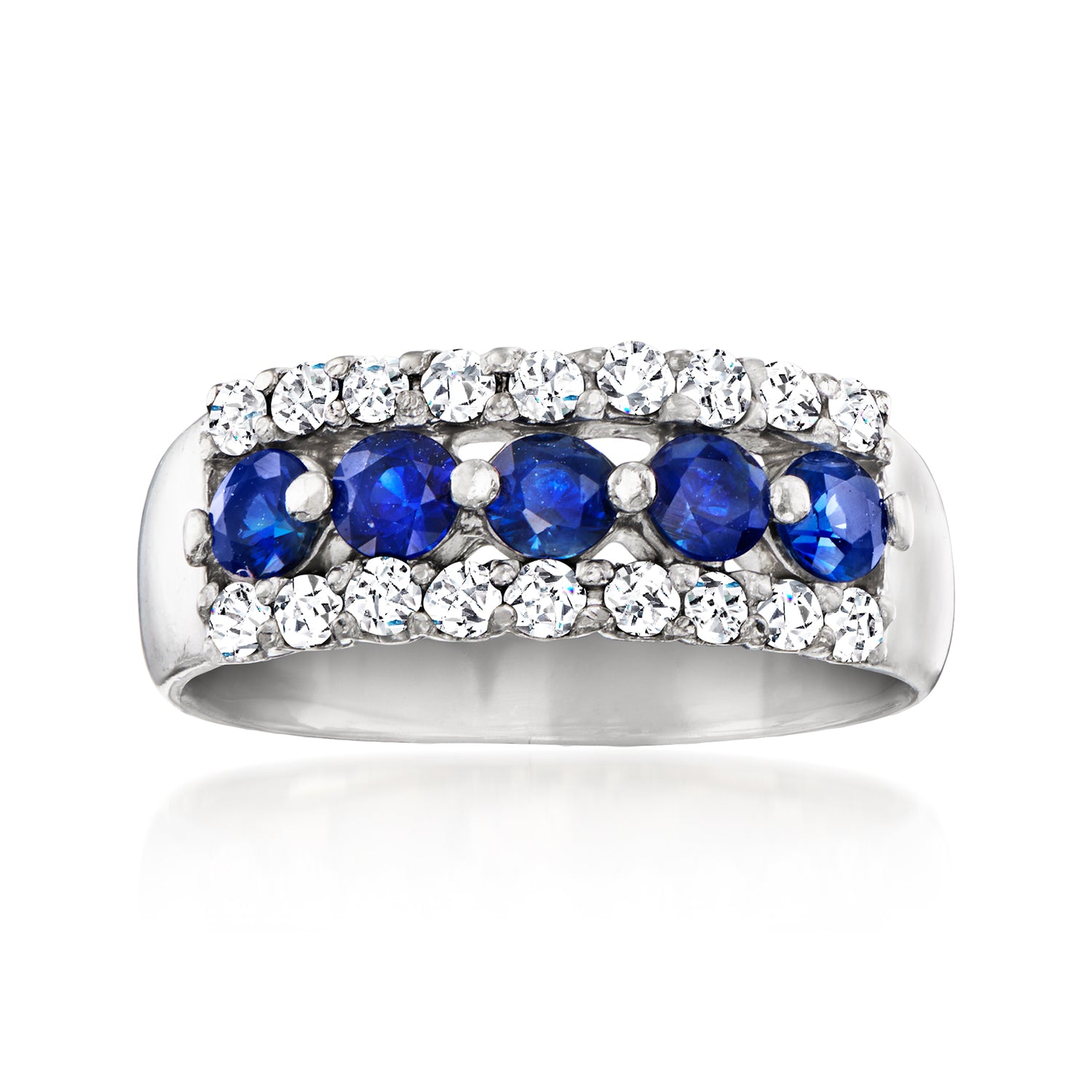 C 1980 Vintage 70 ct tw Sapphire and 36 ct tw Diamond Ring in Platinum