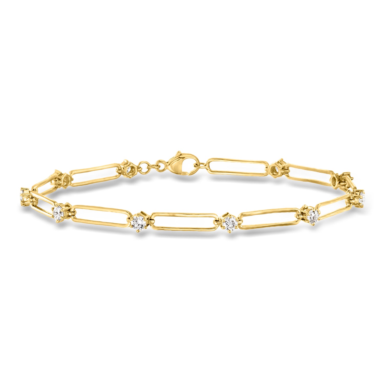 1.00 ct. t.w. Lab Grown Diamond Paper Clip Link Bracelet in 18kt Gold Over Sterling