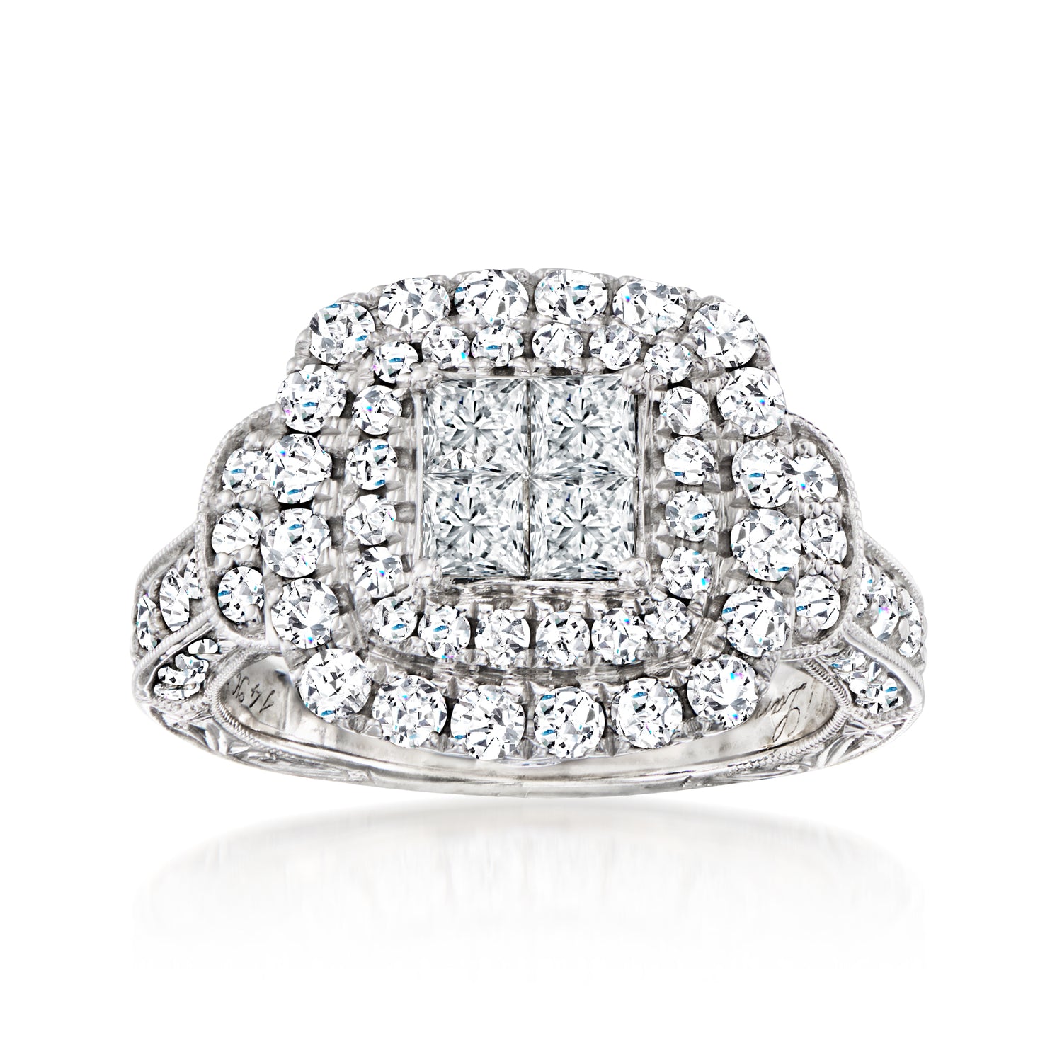 C. 2010 Vintage 2.05 ct. t.w. Diamond Cluster Ring in 14kt White Gold