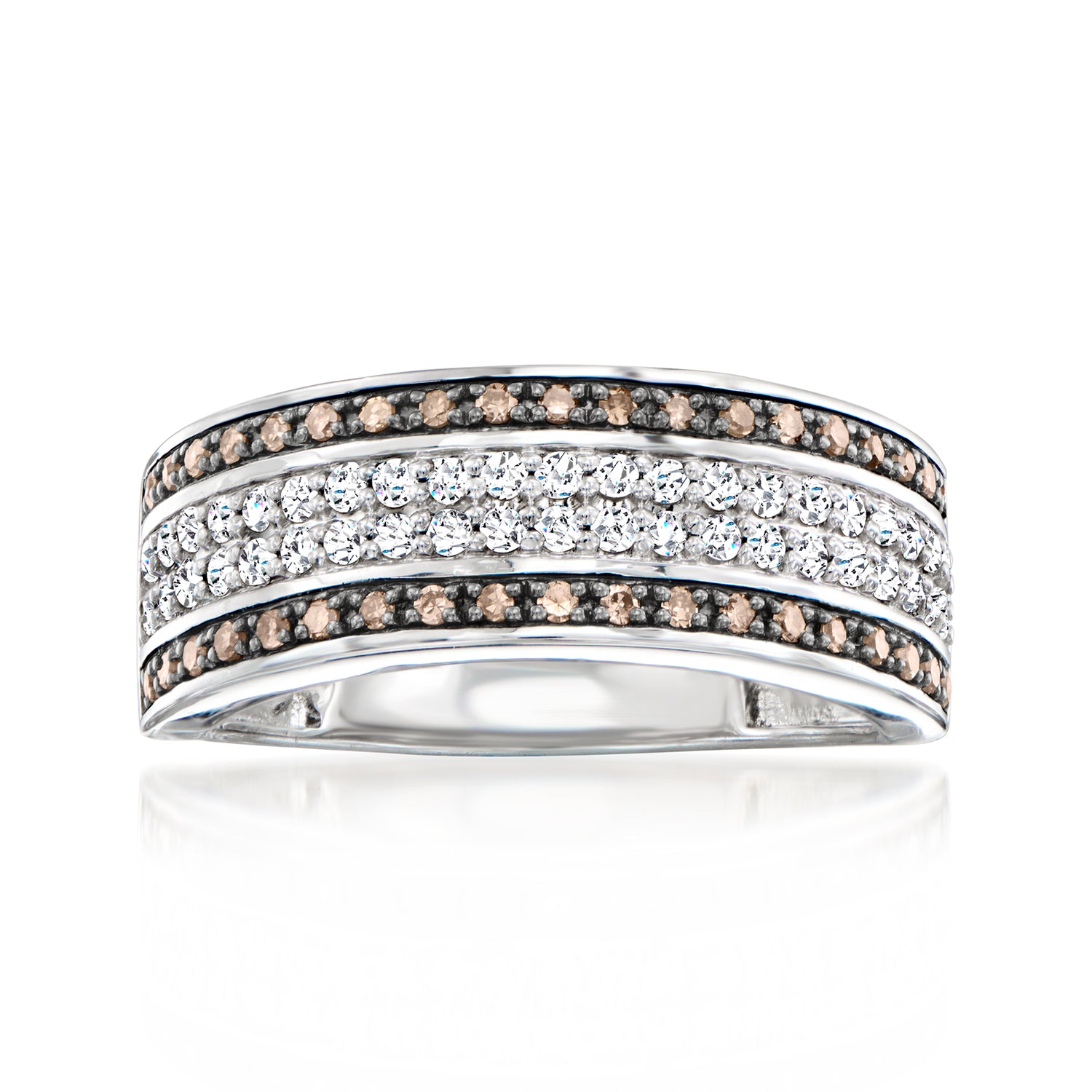 .50 ct. t.w. White and Brown Diamond Multi-Row Ring in Sterling Silver
