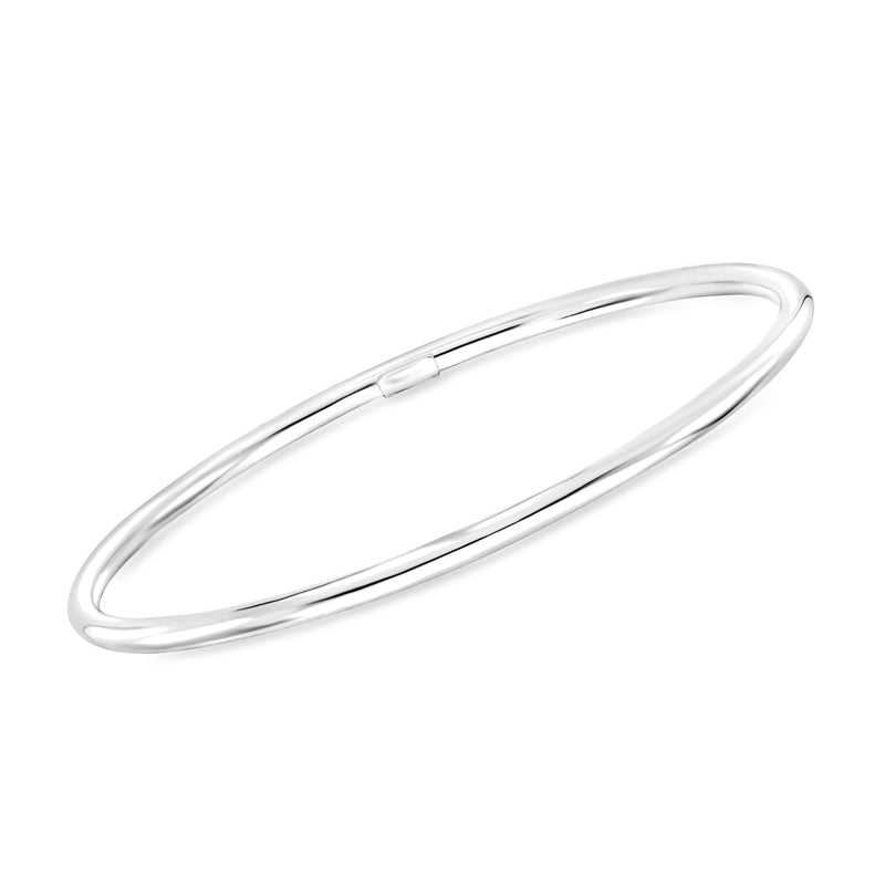 Polished silver bangle bracelet, smooth oval design