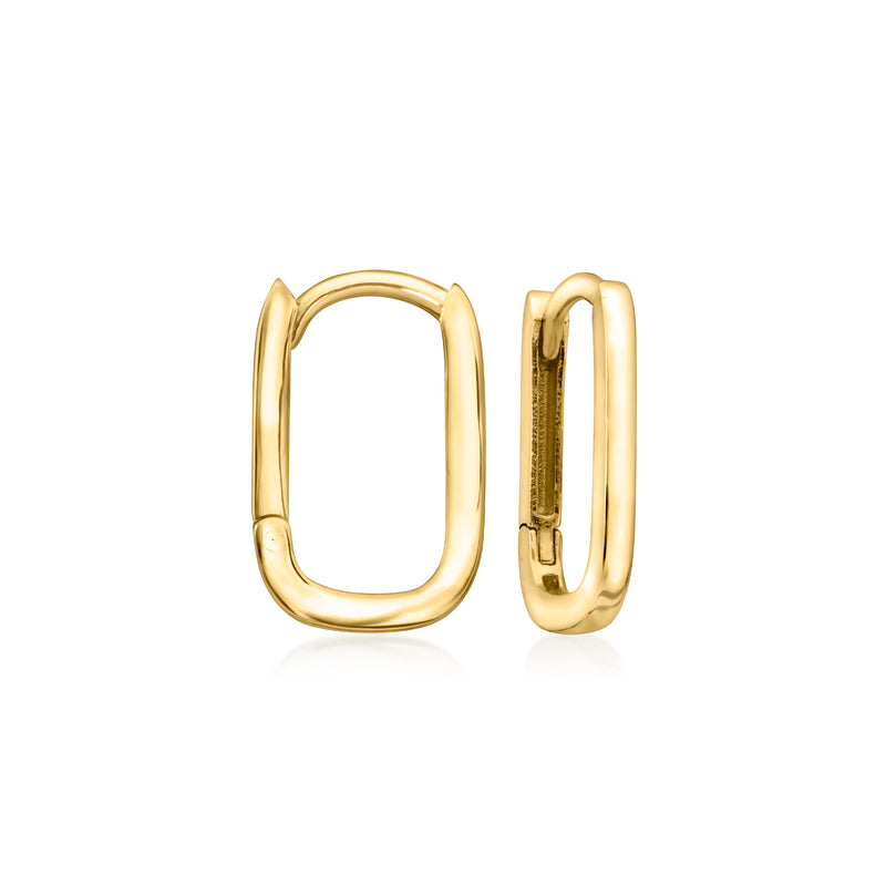 10kt yellow gold huggie hoop earrings with paper clip link