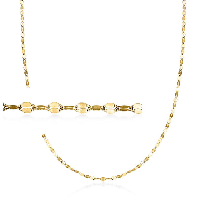 Gold over sterling chain necklace with oval link stations, lobster clasp