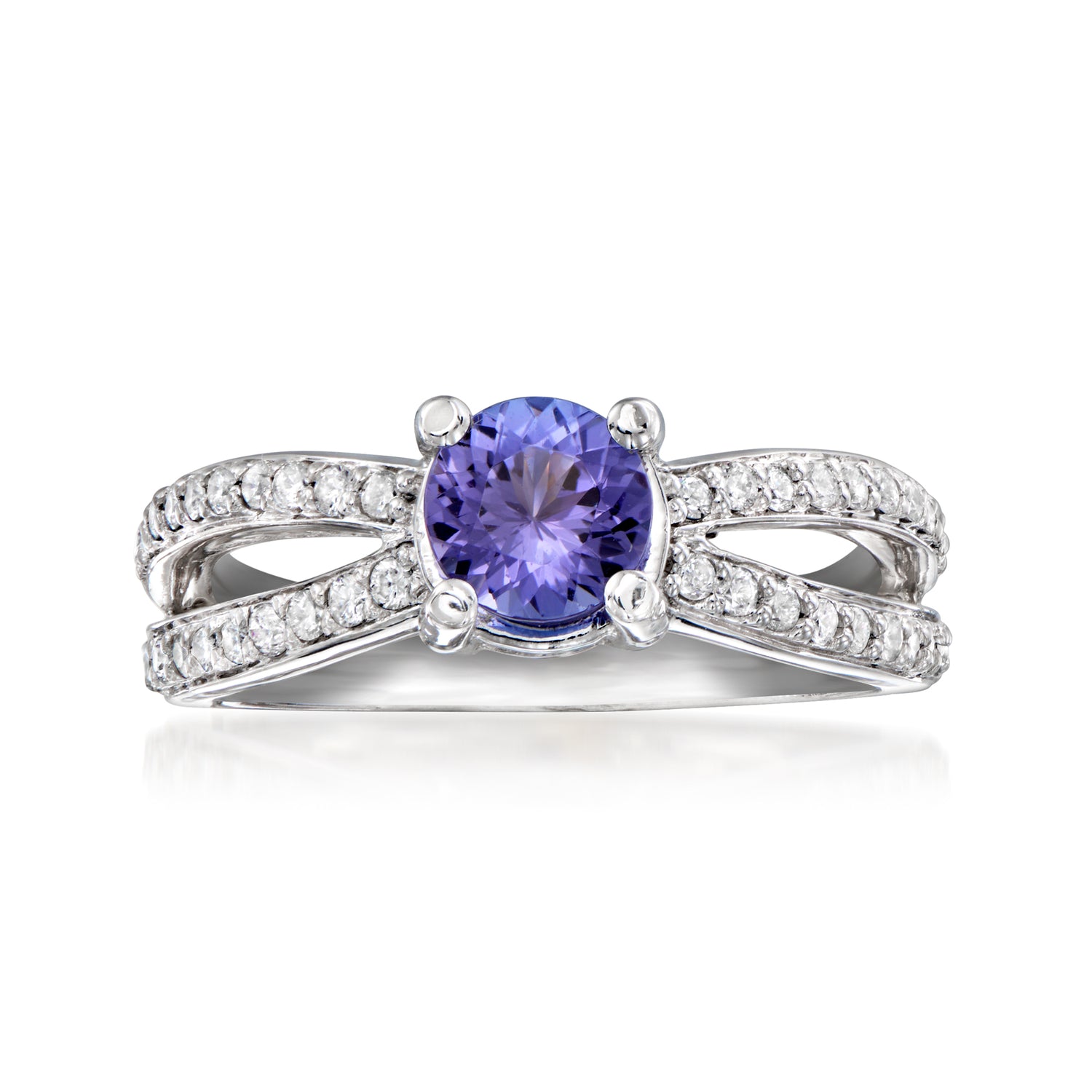 C. 1980 Vintage .60 Carat Tanzanite Ring with .45 ct. t.w. Diamonds in 14kt White Gold