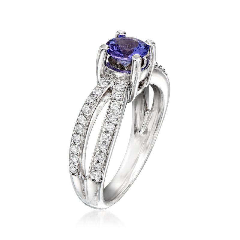 Vintage tanzanite ring with diamond accents in 14kt white gold