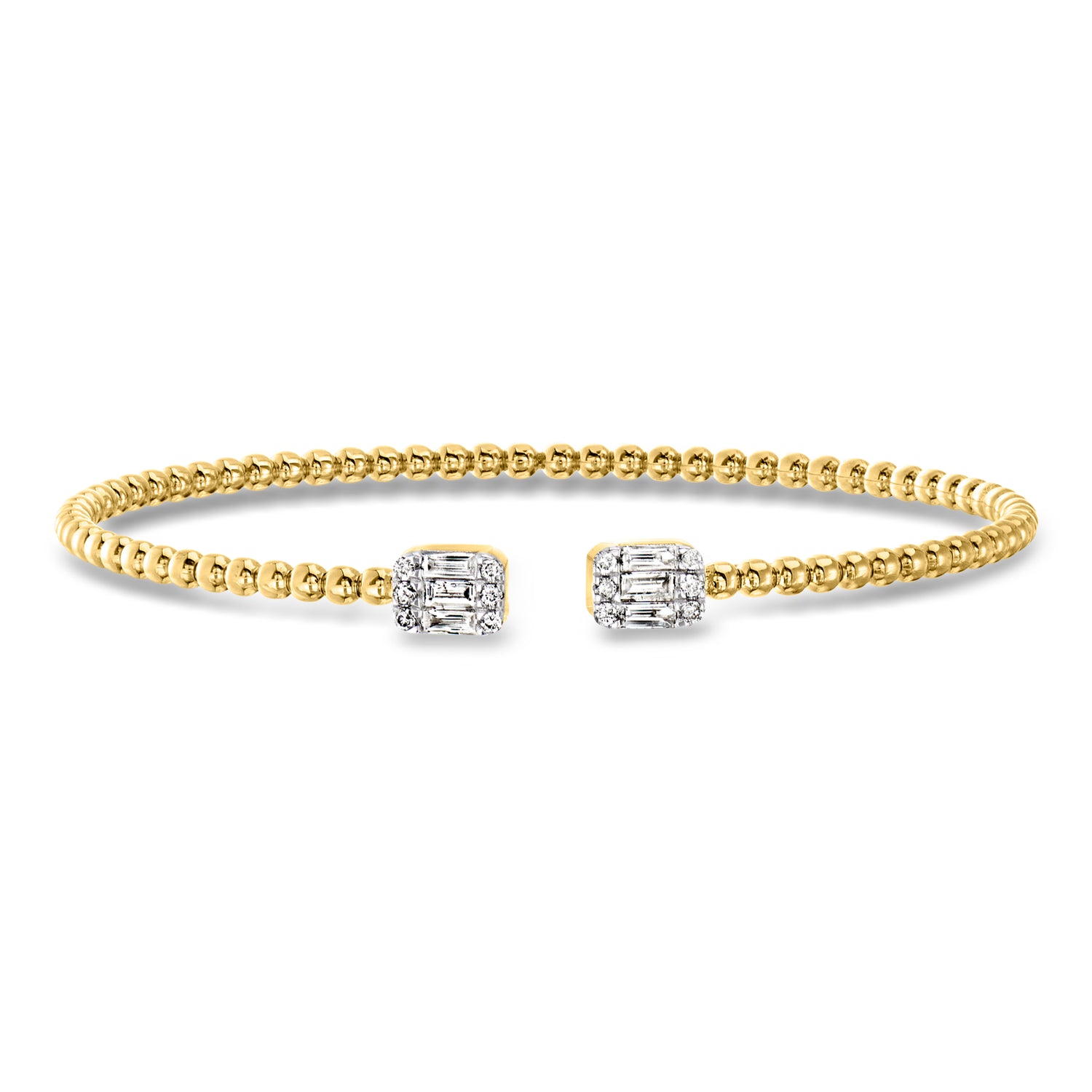 .50 ct. t.w. Diamond and 18kt Gold Over Sterling Bead Cuff Bracelet