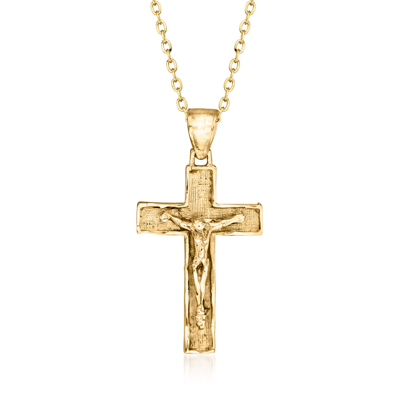 18kt yellow gold crucifix pendant necklace with gold chain