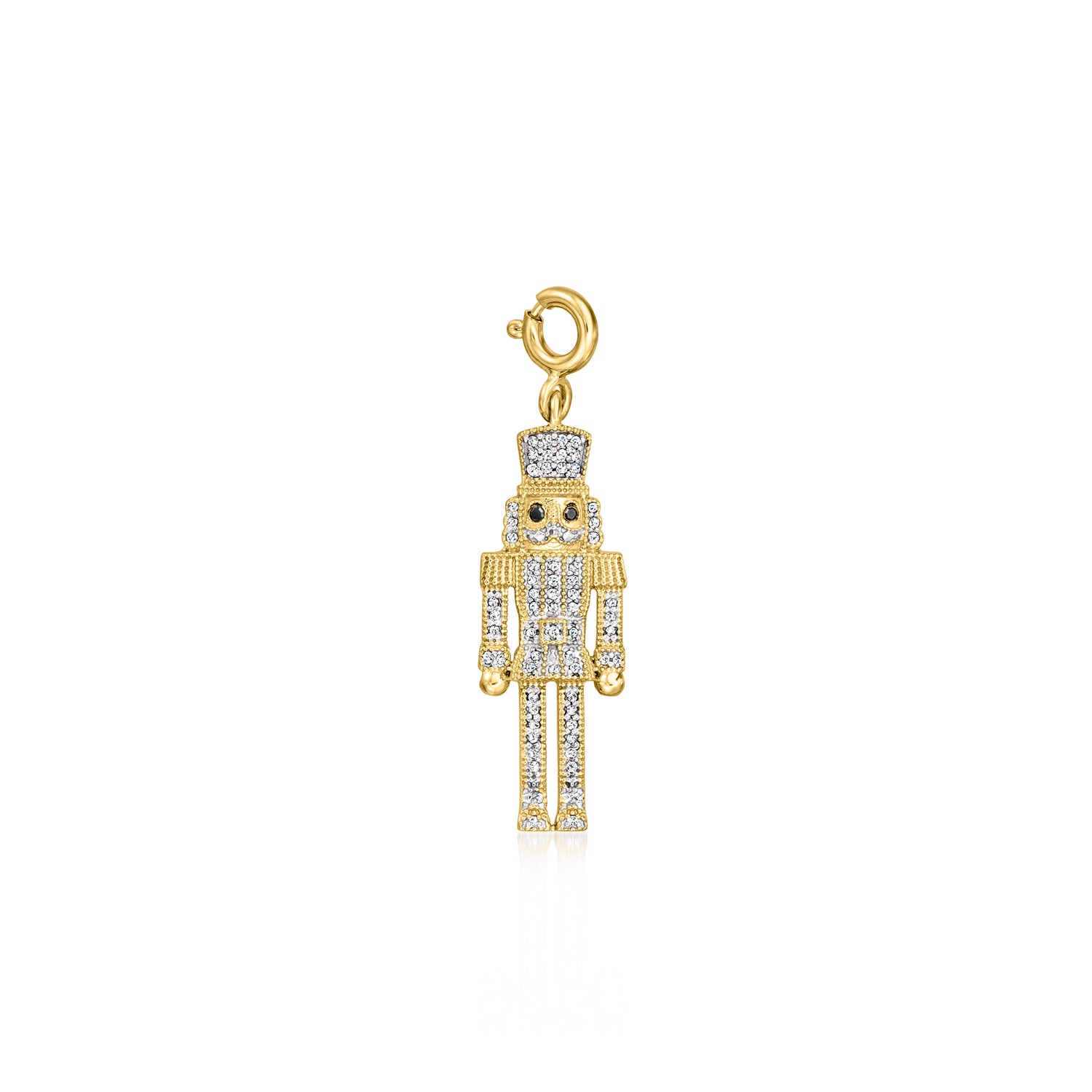 .12 ct. t.w. Black and White Diamond Nutcracker Charm in 18kt Gold Over Sterling