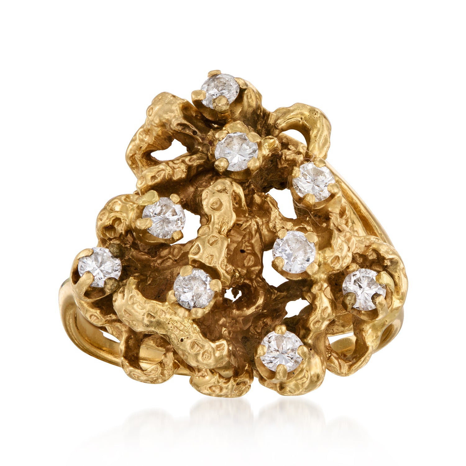 C. 1980 Vintage .30 ct. t.w. Diamond Cluster Ring in 14kt Yellow Gold