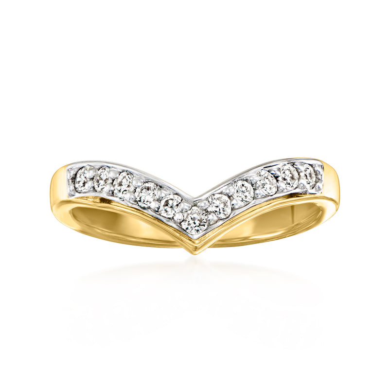 Chevron ring with lab-grown diamonds in 18kt gold over sterling silver