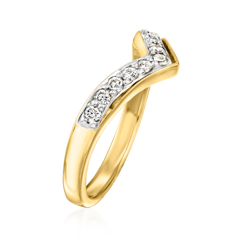 Chevron lab-grown diamond band in 18kt gold over sterling, curved V setting