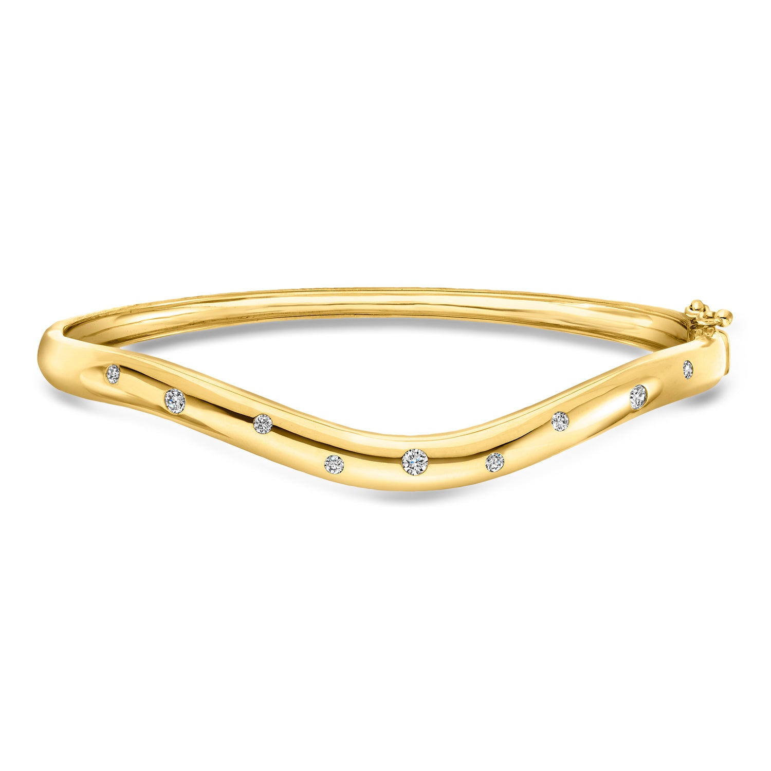 .25 ct. t.w. Lab Grown Diamond Curved Bangle Bracelet in 18kt Gold Over Sterling
