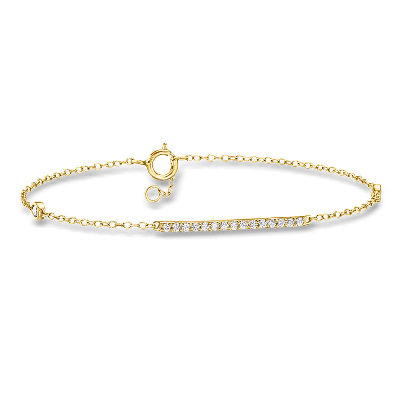 Gold bar cable-chain bracelet with small diamond accents and clasp