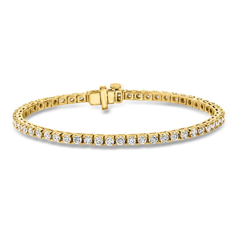 18kt gold tennis bracelet with lab-grown diamond line and box clasp