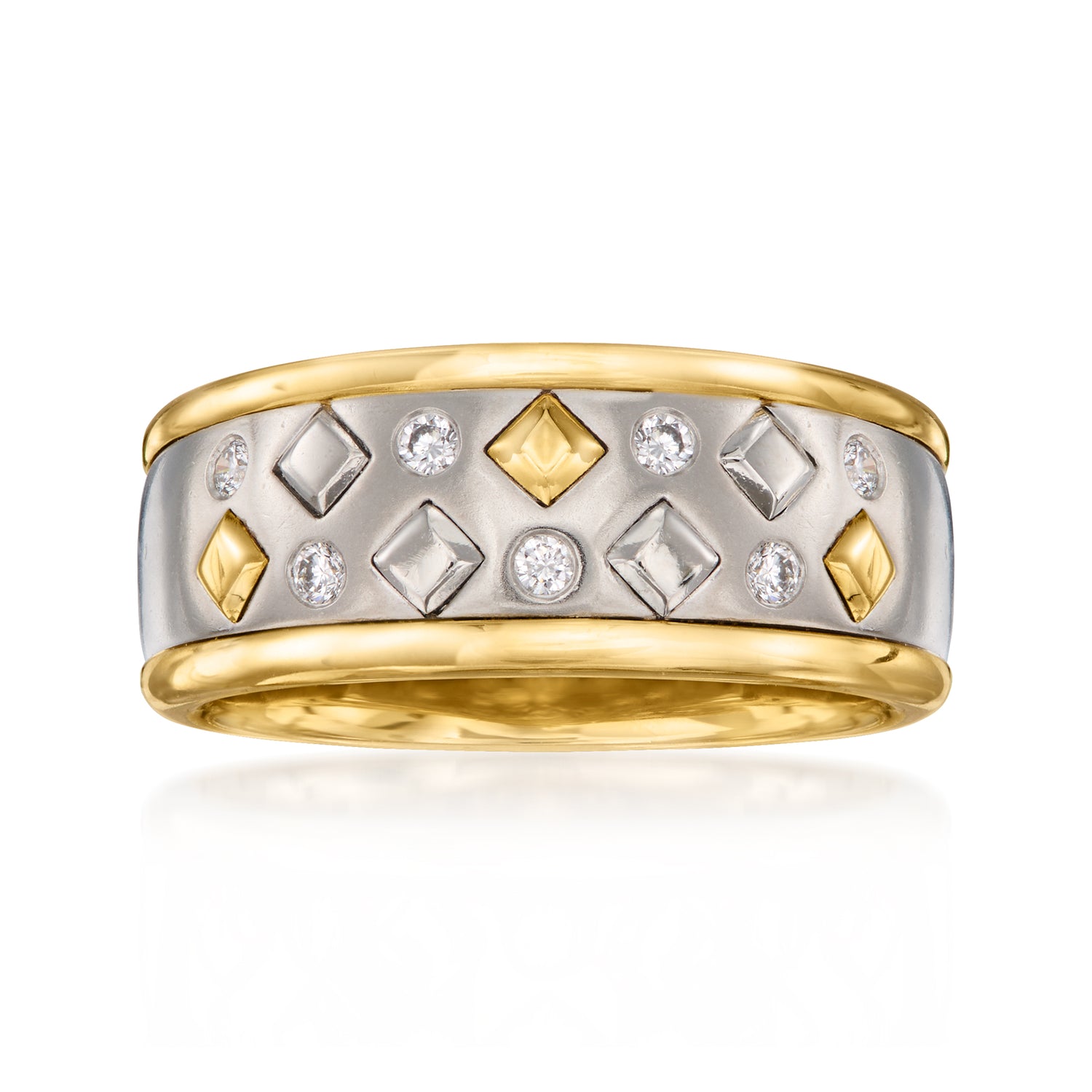 Pre-owned Ross-simons C. 1990 Vintage .18 Ct. T.w. Diamond Ring In Platinum And 18kt Yellow Gold