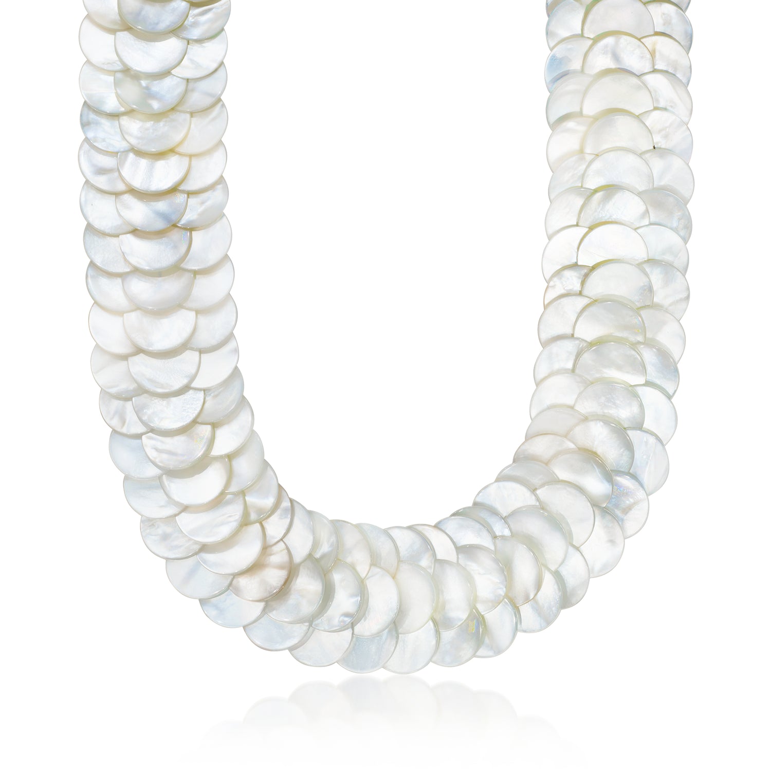 Mother-of-Pearl Mermaid-Scale Disc Necklace in Sterling Silver