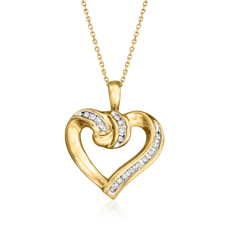 14kt yellow gold heart pendant necklace with diamond accents