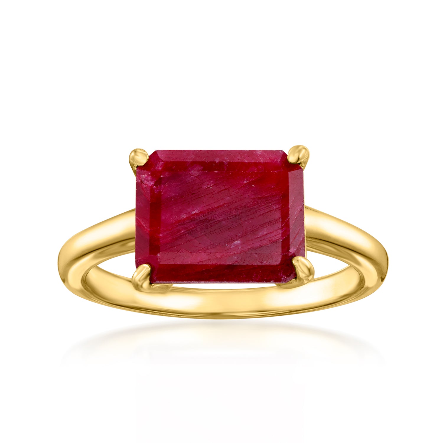 Ross-simons 4.20 Carat Ruby East-west Ring In 18kt Gold Over Sterling