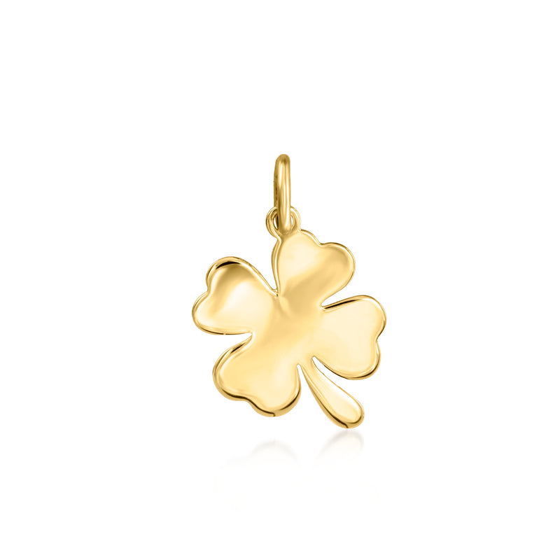14kt yellow gold four-leaf clover charm with top loop bail