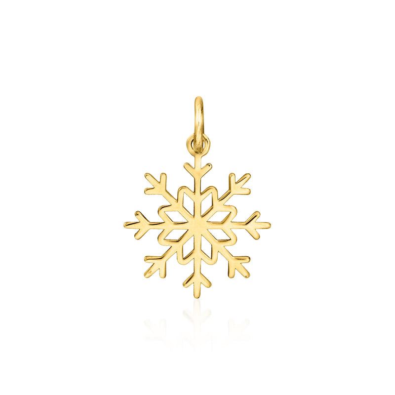 14kt yellow gold snowflake charm with hanging loop
