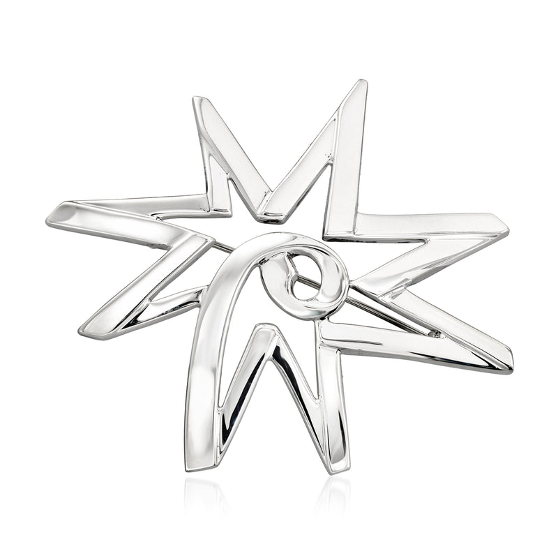 Sterling silver star pin, faceted Paloma Picasso style with central ring
