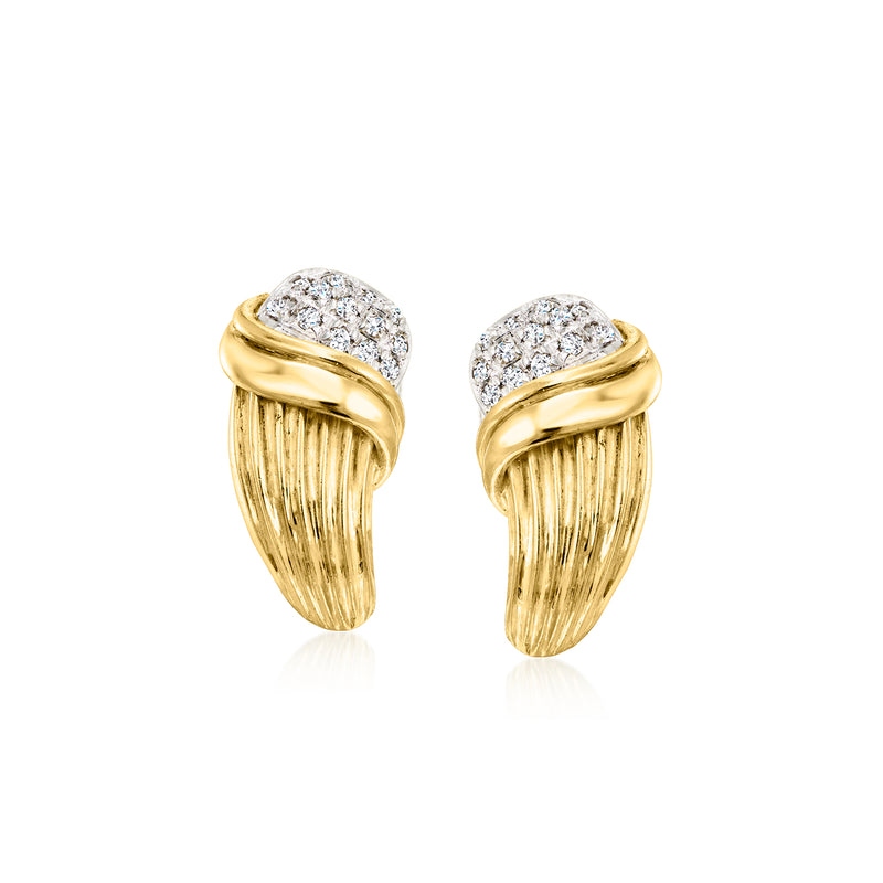 Vintage curved diamond earrings in 18kt yellow gold