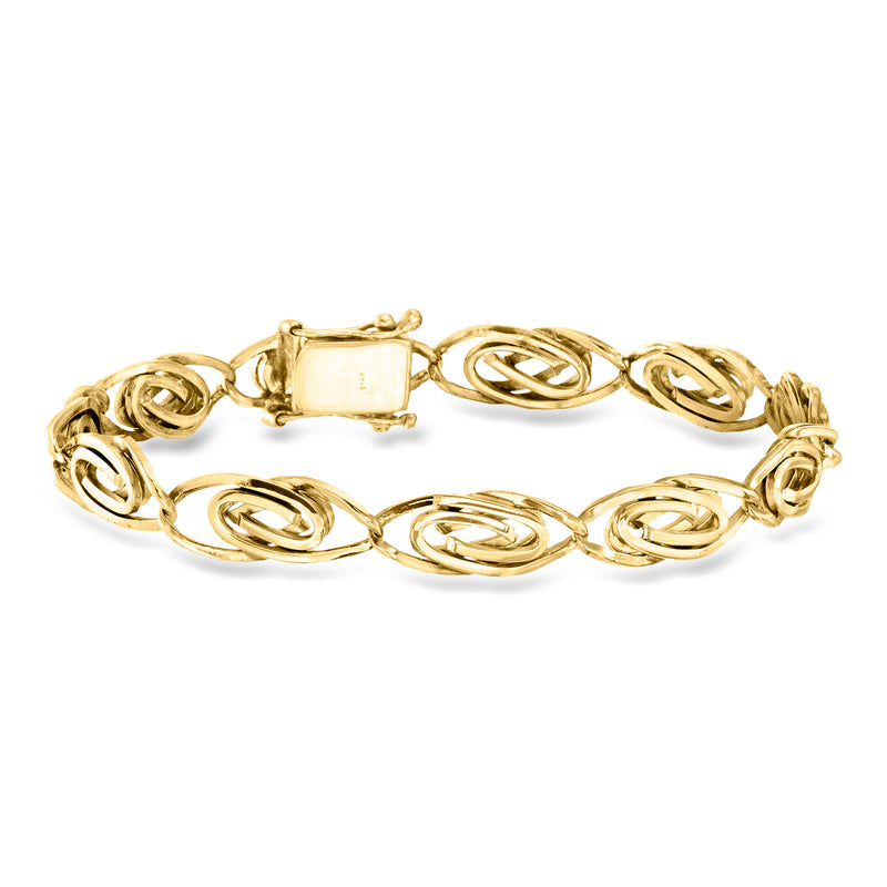 14k yellow gold swirl-link bracelet with oval interlocking rope-style links