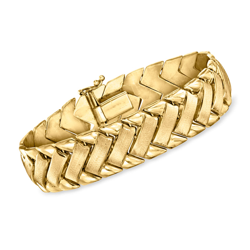 Vintage 14kt yellow gold chevron-link bracelet with hinged clasp