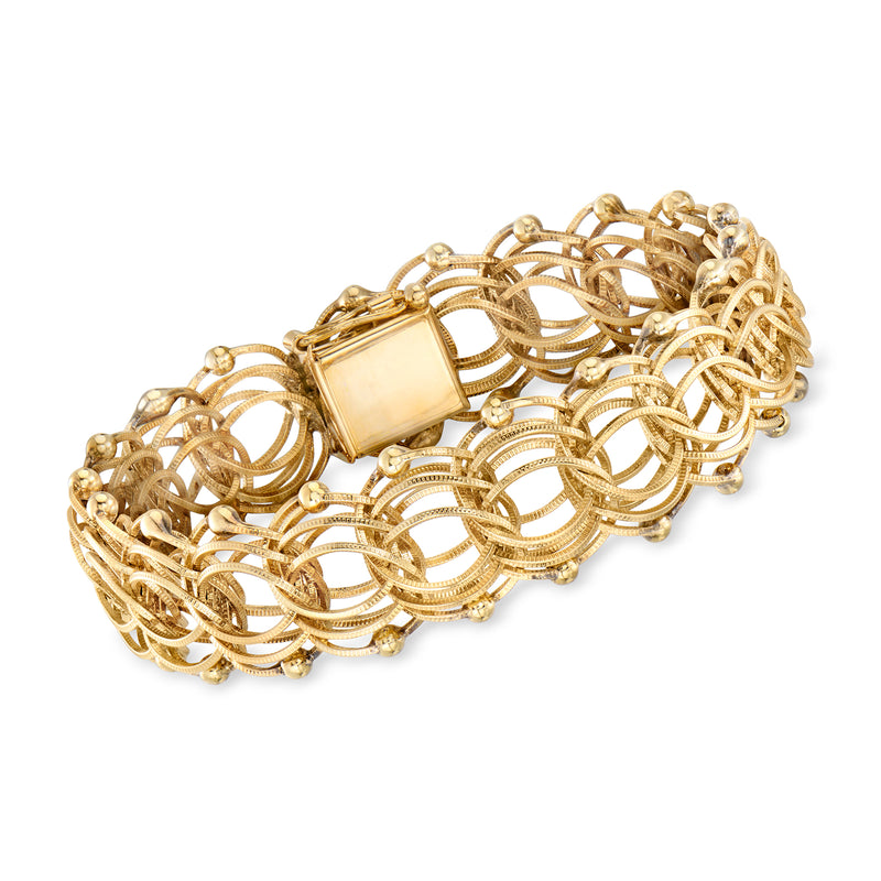 14kt yellow gold multi-circle link bracelet with square clasp