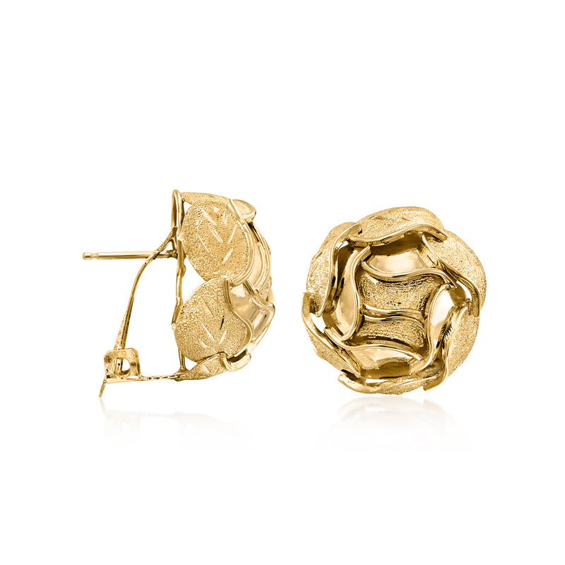 Vintage 18kt yellow gold flower clip/post earrings with long pin