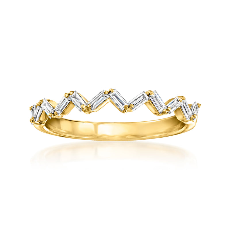 Zigzag baguette diamond ring in 18kt gold vermeil, half-eternity style