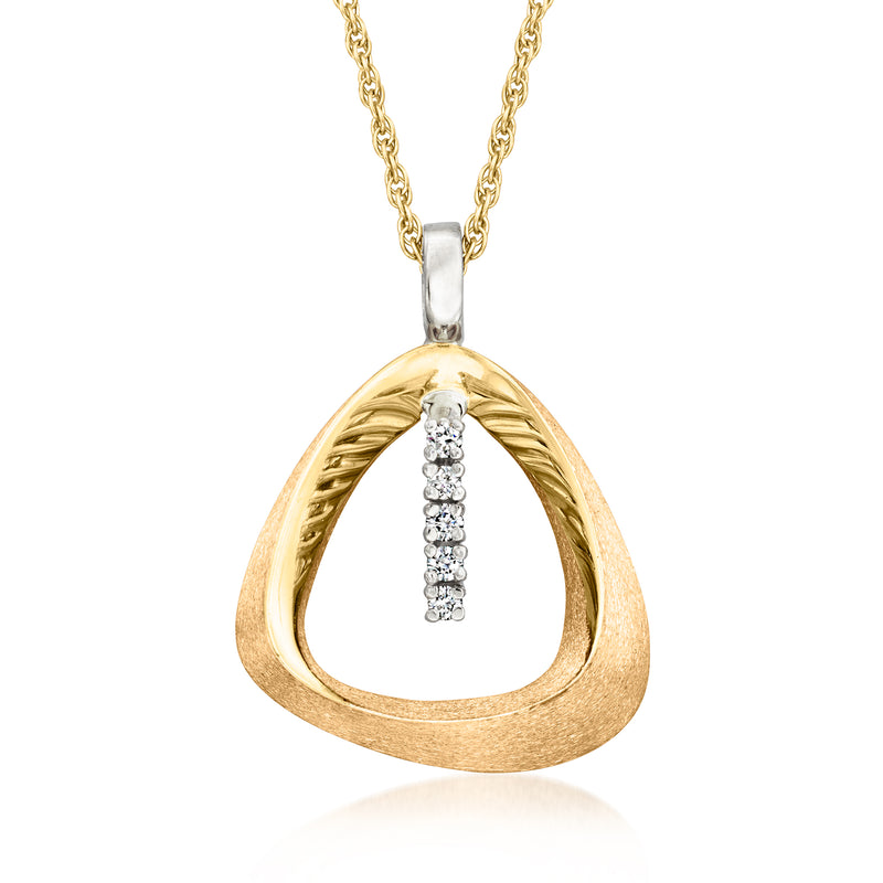 Vintage 14kt yellow gold diamond pendant necklace with teardrop setting and diamond drop