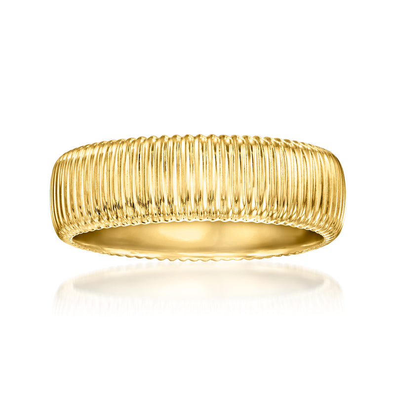 18kt gold vermeil ribbed band ring with rounded ridges
