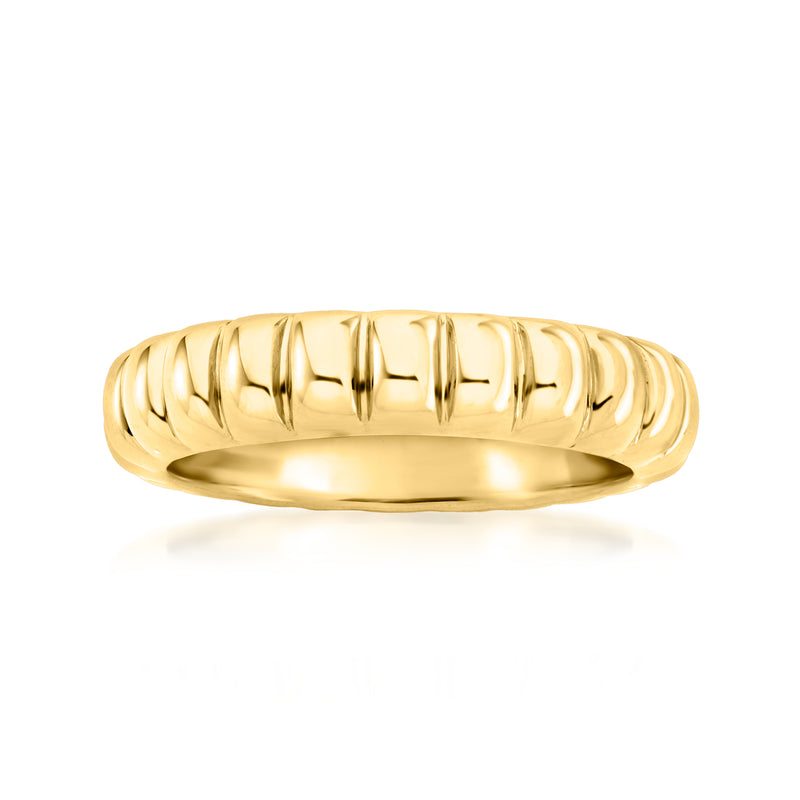 Gold vermeil bubble-pattern band ring with rounded ridged profile
