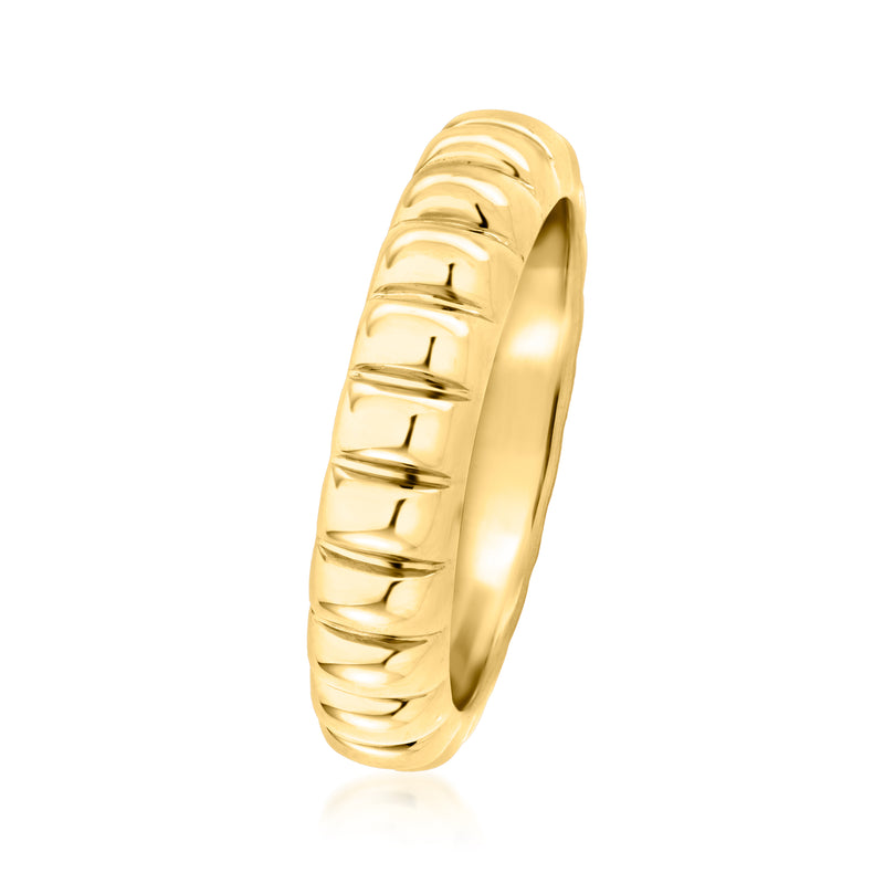 Gold vermeil bubble-pattern ring band viewed from side, glossy finish