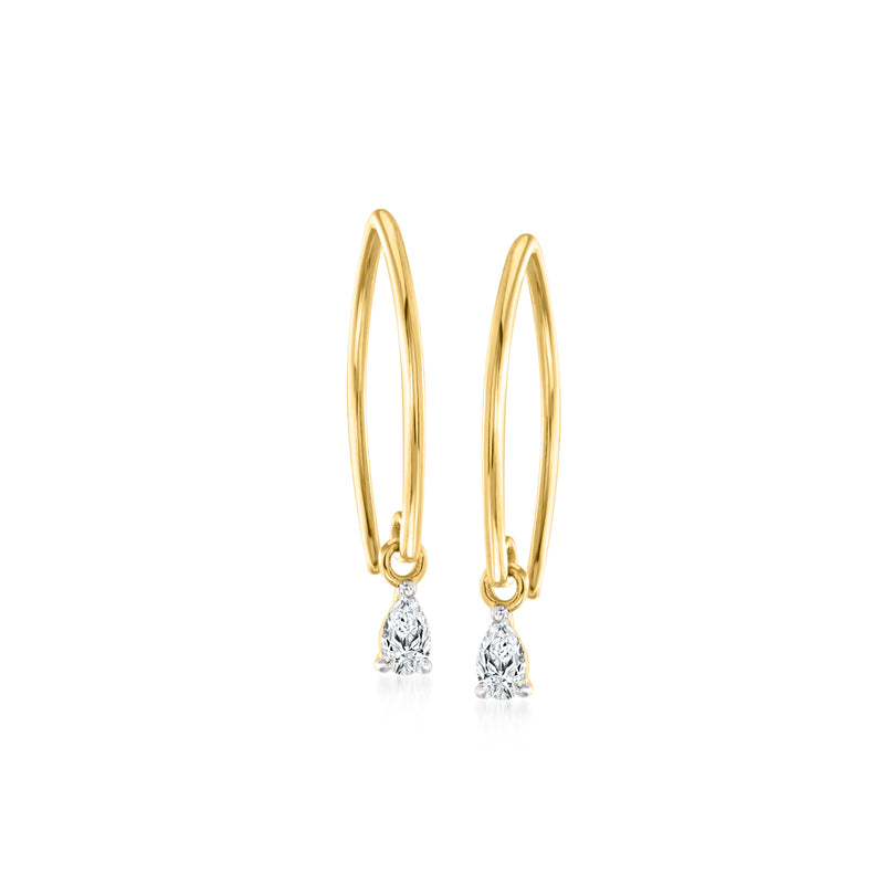 14kt yellow gold pear-shaped diamond drop earrings with earwire backs