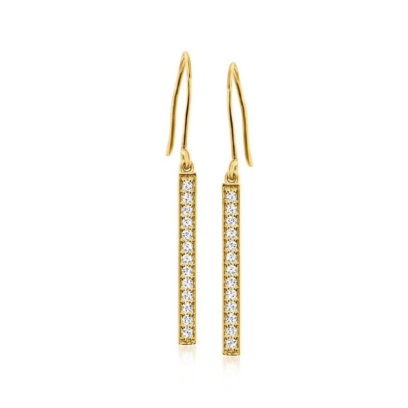 18kt gold over sterling linear drop earrings with lab-grown diamonds