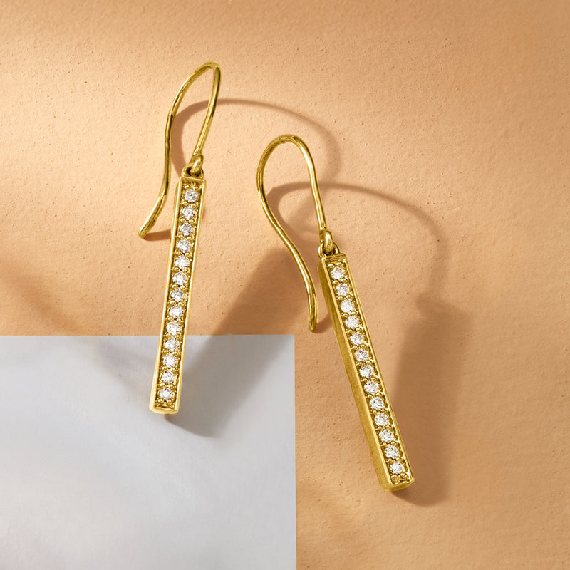 Lab-grown diamond linear drop earrings in 18kt gold over sterling, earwire