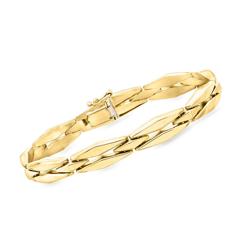 Vintage 14kt yellow gold fancy link bracelet with secure clasp, polished finish